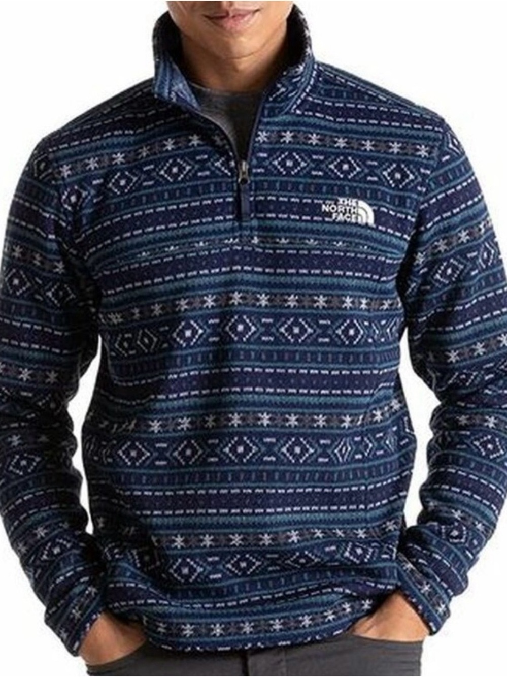 The North Face Tsillan fleece pullover sweatshirt fair isle blue XL men’s